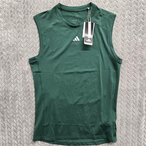 adidas Aeroready Sleeveless Shirt Men's Size Large Forest‎ Green Tight Fit NWT - Picture 1 of 7
